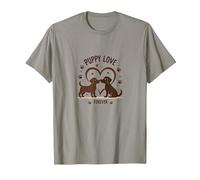 Puppy Love Forever : Adorable Couple de Chiens en Forme de cœur T-Shirt, Homme, Ardoise, S