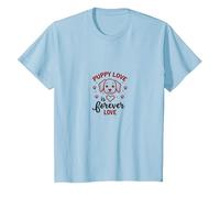 Puppy Love is Forever Love - Adorable Chien T-Shirt, Enfant, Bleu Céleste, 10 Ans