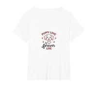 Puppy Love is Forever Love - Adorable Chien T-Shirt, Femme Grandes Tailles, Blanc, 2X