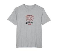 Puppy Love is Forever Love - Adorable Chien T-Shirt, Homme Grandes Tailles, Gris Chiné, 6X Tall