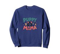 Puppy Mama : Adorable Chien Maman Hommage pour Les Amoureux des Animaux Sweatshirt, Unisexe pour Adultes, Bleu Marine, XL