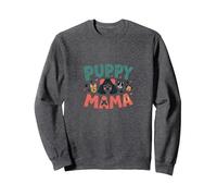 Puppy Mama : Adorable Chien Maman Hommage pour Les Amoureux des Animaux Sweatshirt, Unisexe pour Adultes, Chiné Foncé, XXL