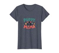Puppy Mama : Adorable Chien Maman Hommage pour Les Amoureux des Animaux T-Shirt, Femme, Bleu Chiné, S