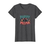 Puppy Mama : Adorable Chien Maman Hommage pour Les Amoureux des Animaux T-Shirt, Femme, Chiné Foncé, M