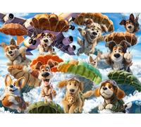 Puppy Skydiving Jigsaw Puzzle 1000 pièces Adulte | Conseils sur les lettres du dos/sections A-D, grande affiche, taille 70 × 50 cm, sans poussière, activité familiale pour