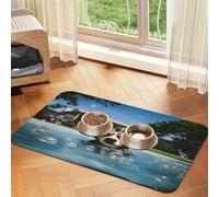 Puppy Taking a Bath Tapis de nourriture pour animaux de compagnie 43,7 x 30 cm absorbant et antidérapant en cuir synthétique avec fond en caoutchouc et dessous en caoutchouc à séchage rapide