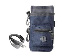 Puppy Training Bag, Large Capacity Dog Snack Container with Built-in Poop Bag Dispenser, 17x13x10cm Pet Treat Pouch with Adjustable Strap for Walking and Outdoor, Gray, Pink, Blue