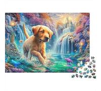 Puppy Wades par Les Cascades dans Un Royaume coloré Puzzle De 1000 Pièces Chien Mignon Cadeau Parfait pour Garçons, Filles, Hommes Et Femmes 52x38cm/1000pcs
