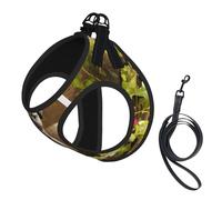 Puppys Harnais pour chien imprimé carlin, 2 boucles, gilet pour chien, clip avant anti-traction pour laisse pour chiens de petite et moyenne taille