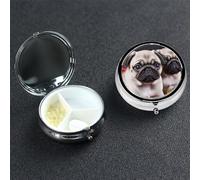 Puppys Pilulier rond portable à 3 compartiments pour poche ou sac à main Pilulier hebdomadaire décoratif en métal pour médicaments et vitamines Cadeau de voyage