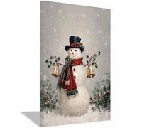 PUQAAEO Affiches de Noël Le bonhomme de neige œuvres d'art modernes,tableaux de Noël,Convient pour le salon, la chambre,le bureau et la salle de bain(blanc122)-60x90cm Encadrée