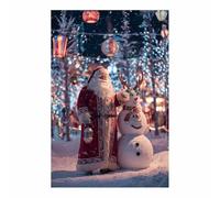 PUQAAEO Affiches de Noël Père Noël œuvres d'art modernes,tableaux de Noël,Convient pour le salon, la chambre,le bureau et la salle de bain(multicolore114)-40x60cm Sans cadre