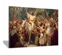 PUQAAEO Art chrétien Jésus et les chevaux Peinture murale de Jésus, peinture murale chrétienne sur toile pour salon, chambre, église, bureau, canapé(Multicolore176)-80x120cm Encadrée