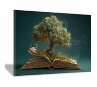 PUQAAEO Art Mural L'Arbre De Vie Arbres et fleurs Impression Sur Toile,DéCoration D'IntéRieur Moderne, Peinture EsthéTique Pour Salon, Chambre, Cuisine, Bureau(bleu158)-30x45cm Encadrée