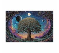 PUQAAEO Art Mural L'Arbre De Vie L'arbre de l'univers Impression Sur Toile,DéCoration D'IntéRieur Moderne, Peinture EsthéTique Pour Salon, Chambre, Cuisine, Bureau(blanc148)-80x120cm Sans cadre