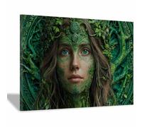 PUQAAEO Décoration de chambre sexy La forêt et les femmes Affiche de fille sexy，Art mural，Convient pour chambre à coucher, bureau, salle de bain, salon, bureau(vert20)-30x45cm Encadrée