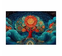 PUQAAEO Decoration Murale Arbre de Vie Coloré Art du mandala de l’arbre bohème Moderne Impression sur Toile Image,nature Tableaux Decoratifs Muraux,Salon Chambre Bureau(Multicolore)-30x45cm Sans cadre