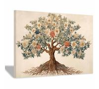 PUQAAEO Decoration Murale Arbre De Vie Coloré L'arbre arc - en - ciel Moderne Impression Sur Toile Image,Nature Grand Tableaux Decoratifs Muraux,Salon Chambre Bureau(rouge165)-70x100cm Encadrée