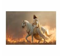 PUQAAEO Décoration murale Jésus Jésus et les chevaux jesus poster，Art sur toile，Convient pour le salon, le bureau, la chambre, l'églisedécorer(Blanc33)-30x45cm Sans cadre