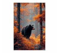 PUQAAEO Décoration murale sur toile représentant des animaux Forêt et ours décoration esthétique, pour salon, chambre, salle de bain, couloir ou bureau(multicolore56)-30x45cm Sans cadre