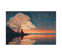 PUQAAEO Grand tableau mural représentant l'arbre de vie L'arbre géant paysage abstrait, peinture moderne, décoration murale pour la maison ou le bureau(blanc)-40x60cm Sans cadre