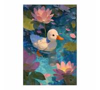 PUQAAEO Impression sur toile Art des nénuphars de canard -Paysage naturel-Impression panoramique moderne-Pour chambre à coucher de(Multicolore)-30x45cm Sans cadre