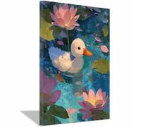PUQAAEO Impression sur toile Art des nénuphars de canard -Paysage naturel-Impression panoramique moderne-Pour chambre à coucher de(Multicolore)-70x100cm Encadrée