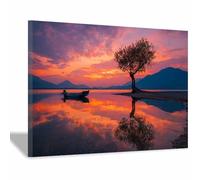 PUQAAEO Impression sur toile Art du bosquet vert éclairé par le soleil -Paysage naturel-Impression panoramique moderne-Pour chambre à coucher de(Multicolore)-70x100cm Encadrée