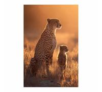 PUQAAEO Impression sur toile d'animaux Deux léopards décoration murale, grande œuvre d'art moderne,pour salon,chambre, cuisine,salle à manger,salle de bain(multicolore198)-80x120cm Sans cadre