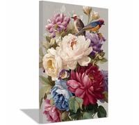 PUQAAEO Impression sur Toile Oiseaux et fleurs Décoration Murale pour Chambre Peintures à pour Maison Bain Salon Chambre Restaurant(multicolore)-70x100cm Encadrée
