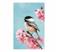 PUQAAEO Impression sur Toile Oiseaux et fleurs Décoration Murale pour Chambre Peintures à pour Maison Bain Salon Chambre Restaurant(rose)-40x60cm Sans cadre