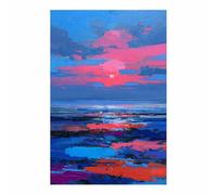 PUQAAEO Impression Sur Toile Paysage de la Image Sur Soleil et mer Toile Peintures Sur Toile Mural Tableau Decor Murale Salon Chambre(violet34)-80x120cm Sans cadre