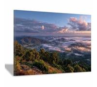 PUQAAEO Impression sur Toile paysage, Imprimé de palmier tropical Peinture sur toile, Tableau Decoration Murale, Art mural sur toile pour Chambre Salle de yoga(Multicolore)-80x120cm Encadrée