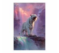 PUQAAEO Impression sur toile représentant des animaux Cascade et tigre pour le salon, la chambre à coucher,le couloir, décoration de la maison(blanc129)-70x100cm Sans cadre