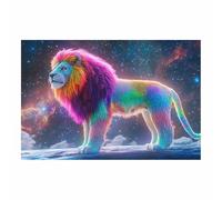 PUQAAEO Impression sur toile représentant des animaux Étoiles et lions pour le salon, la chambre à coucher,le couloir, décoration de la maison(Multicolore92)-70x100cm Sans cadre