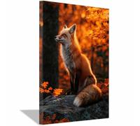 PUQAAEO Impression sur toile représentant des animaux Forêt et renard pour le salon, la chambre à coucher,le couloir, décoration de la maison(doré49)-60x90cm Encadrée