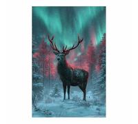 PUQAAEO Impression sur toile représentant des animaux Le cerf et la forêt pour le salon, la chambre à coucher,le couloir, décoration de la maison(multicolore193)-70x100cm Sans cadre