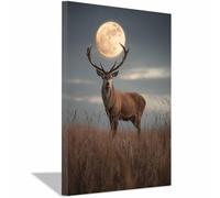 PUQAAEO Impression sur toile représentant des animaux Prairie et Cerfs pour le salon, la chambre à coucher,le couloir, décoration de la maison(multicolore41)-30x45cm Encadrée