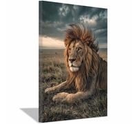 PUQAAEO Impression sur toile représentant des animaux Prairie et Lion pour le salon, la chambre à coucher,le couloir, décoration de la maison(multicolore105)-60x90cm Encadrée