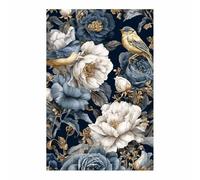 PUQAAEO Impression sur Toile Tableau Fleurs et oiseaux Peinture Home Déco Moderne Chambre Salle de yoga Cadeau de fête des mères(blanc)-80x120cm Sans cadre