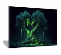 PUQAAEO L'Arbre De Vie Impression Sur Toile Double arbre Tableau VéGéTal, Peintures Abstraites Modernes, Art Mural Paysage, Pour Salon Et Chambre à Coucher(violet127)-70x100cm Encadrée