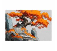 PUQAAEO L'Arbre De Vie Impression Sur Toile L'arbre rouge Tableau VéGéTal, Peintures Abstraites Modernes, Art Mural Paysage, Pour Salon Et Chambre à Coucher(rouge77)-30x45cm Sans cadre
