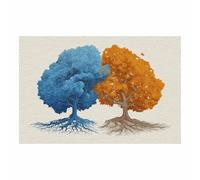 PUQAAEO Moderne ColoréE Arbre De Vie Art Arbres et planètes Sur Toile Tableau Mural Peinture,Abstrait DéCoration De Chambre Salle De Bain Maison DéCorations(bleu154)-80x120cm Sans cadre