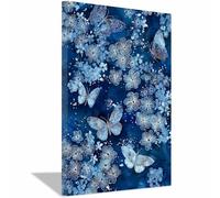 PUQAAEO Moderne Tableau sur toile de élégant Fleurs et papillons sur Toile Décoration Murale pour Chambre à l'huile pour Maison Bain Salon(multicolore)-60x90cm Encadrée