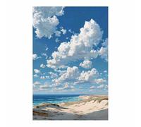 PUQAAEO Painting Impression sur Toile Paysage en, Nuages et mer Peinture Decoration Murale, Photos de pour Studio de yoga, Chambre(blanc110)-30x45cm Sans cadre
