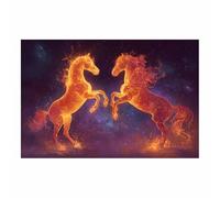 PUQAAEO Painting Impression sur Toile Paysage en, Perspectives des galaxies des Fire Horses Peinture Decoration Murale, Photos de pour Studio de yoga, Chambre(Multicolore)-40x60cm Sans cadre