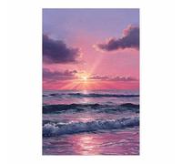 PUQAAEO Painting Impression sur Toile Paysage en, Soleil et mer Peinture Decoration Murale, Photos de pour Studio de yoga, Chambre(rose86)-40x60cm Sans cadre