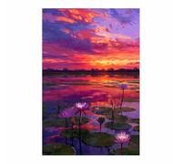 PUQAAEO Painting Impression sur Toile Paysage en, Soleil et mer Peinture Decoration Murale, Photos de pour Studio de yoga, Chambre(rose170)-80x120cm Sans cadre