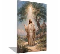 PUQAAEO Peinture murale chrétienne Jésus et les arbres Sacré-Cœur de Jésus,art chrétien,convenant pour un bureau,un salon, une chambre,une église et une(multicolore148)-70x100cm Encadrée