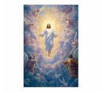 PUQAAEO Peinture murale chrétienne Jésus et les nuages Sacré-Cœur de Jésus,art chrétien,convenant pour un bureau,un salon, une chambre,une église et une(blanc128)-70x100cm Sans cadre
